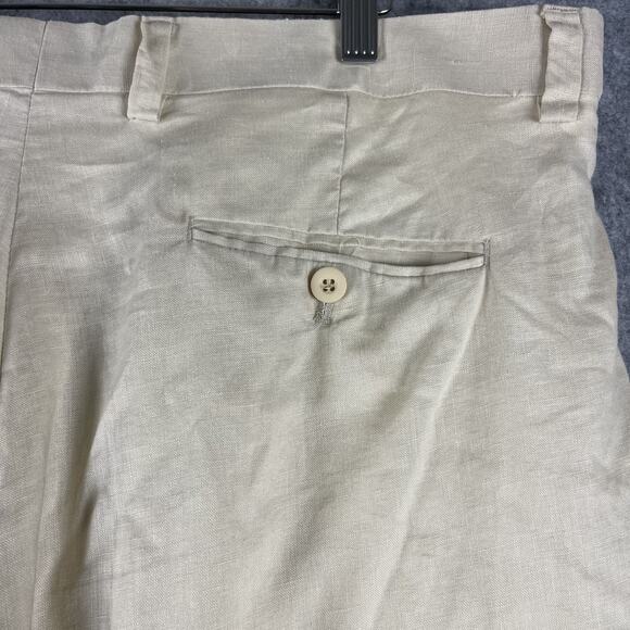 Inserch 100% Linen Pants Mens 38x30 Cream Pleated Front Trousers Coastal - Picture 10 of 13
